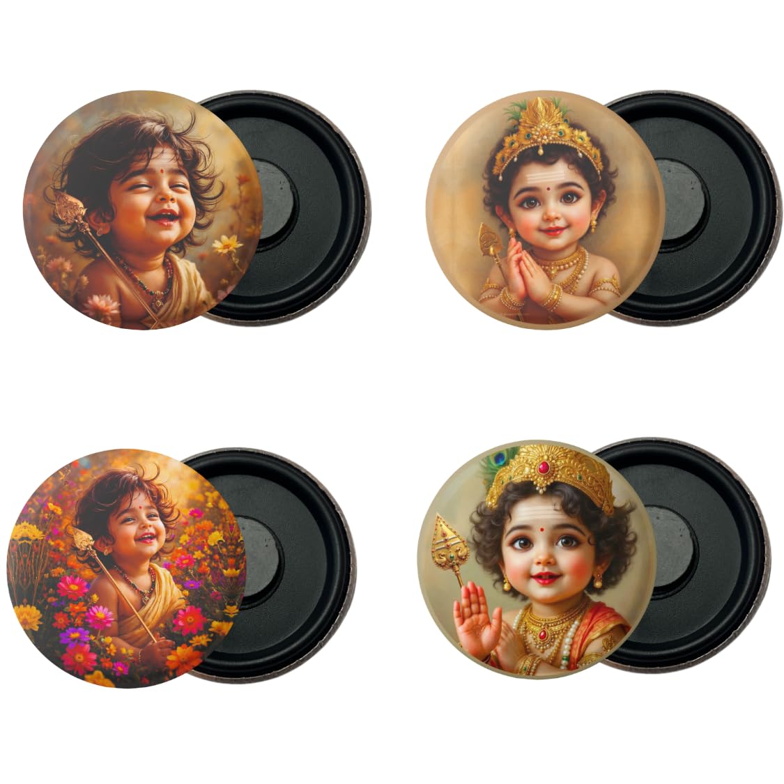 Murugan Fridge Magnet Pack of 4 58mm Size for Devotees & Pilgrims Return Gifts Temple Devotional Lord Murugan Design 2-image-7