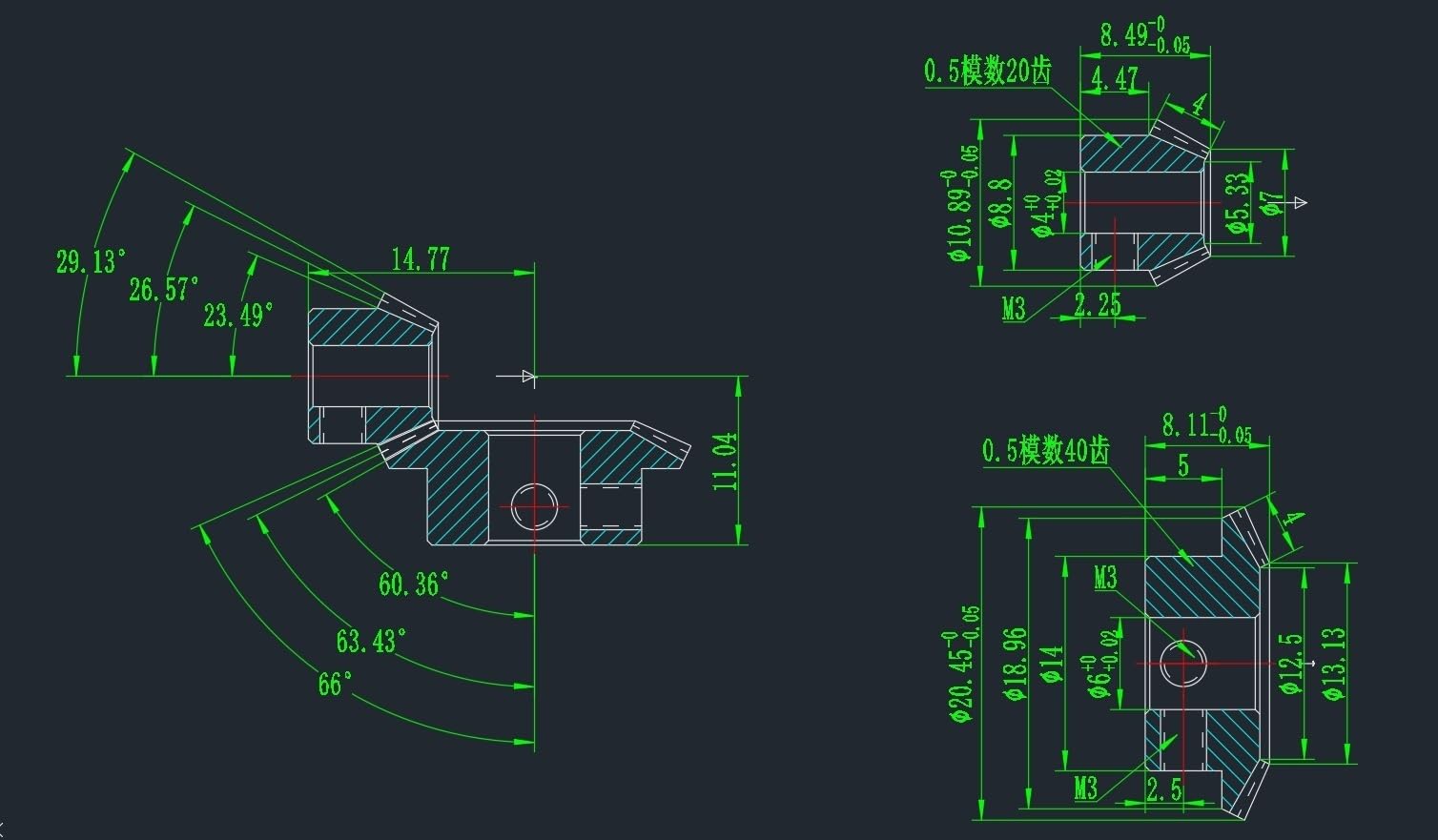 Angle Steering 1 Set 1:2 Transmission Brass Bevel Gear 90 Degree Mitre Conical Pinion 0.5 Module 20 Teeth 40 Teeth DIY Static Modify Driving Change(20T 3mm 40T 4mm bore)
