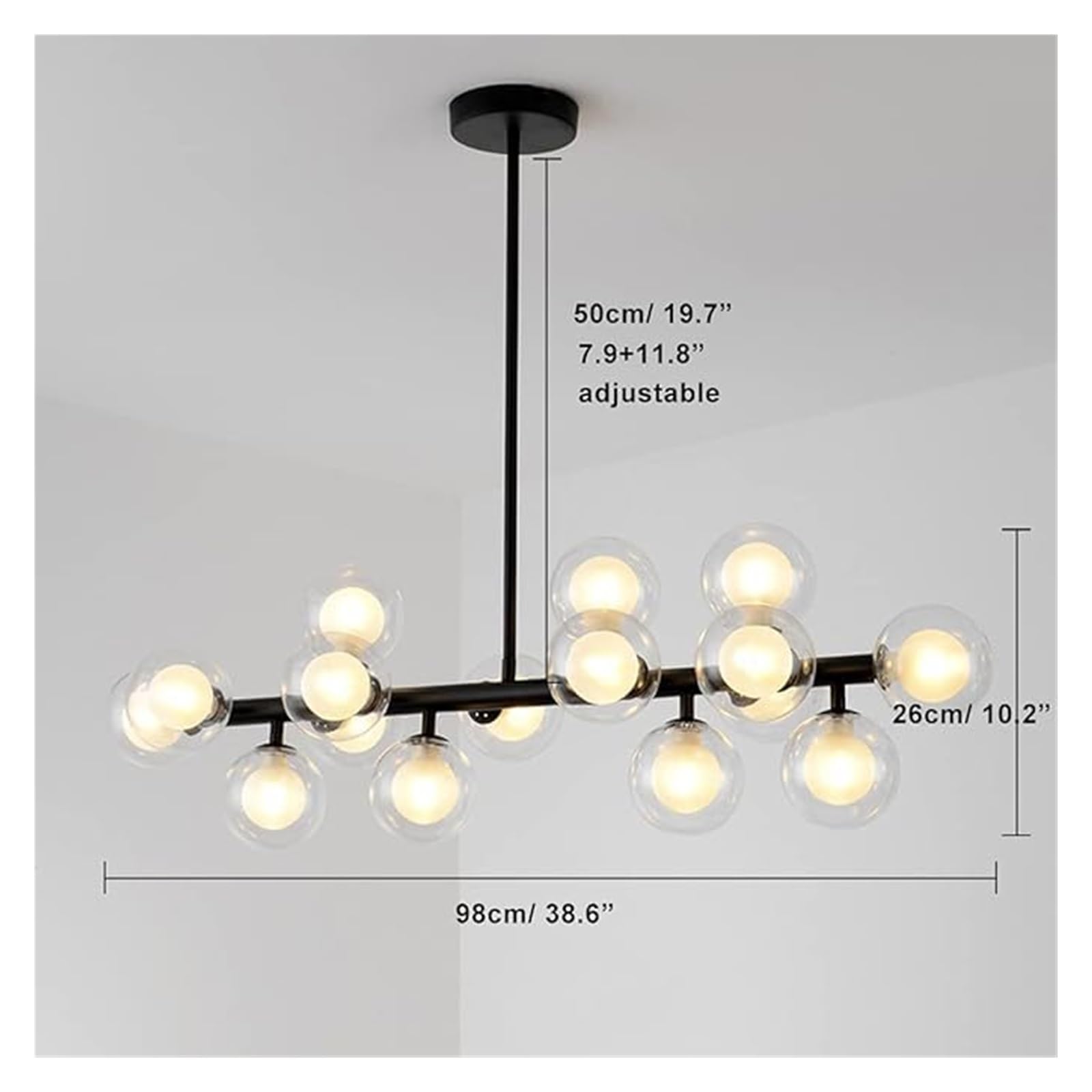 Lampa sufitowa wisząca Złota Duże lampy wiszące 16-punktowa kula ziemska Molekularna lampa wisząca sufitowa Nowoczesny Do salonu Jadalnia Dom wiejski (przezroczysty