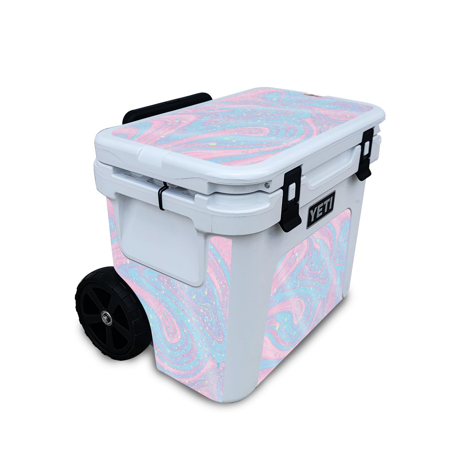Glossy Glitter Skin Compatible with Yeti Roadie 32 Wheeled Cooler - Cotton Candy Swirl - Premium 3M Vinyl Protective Wrap Decal Cover - Easy to Apply | Crafted in The USA by MightySkins