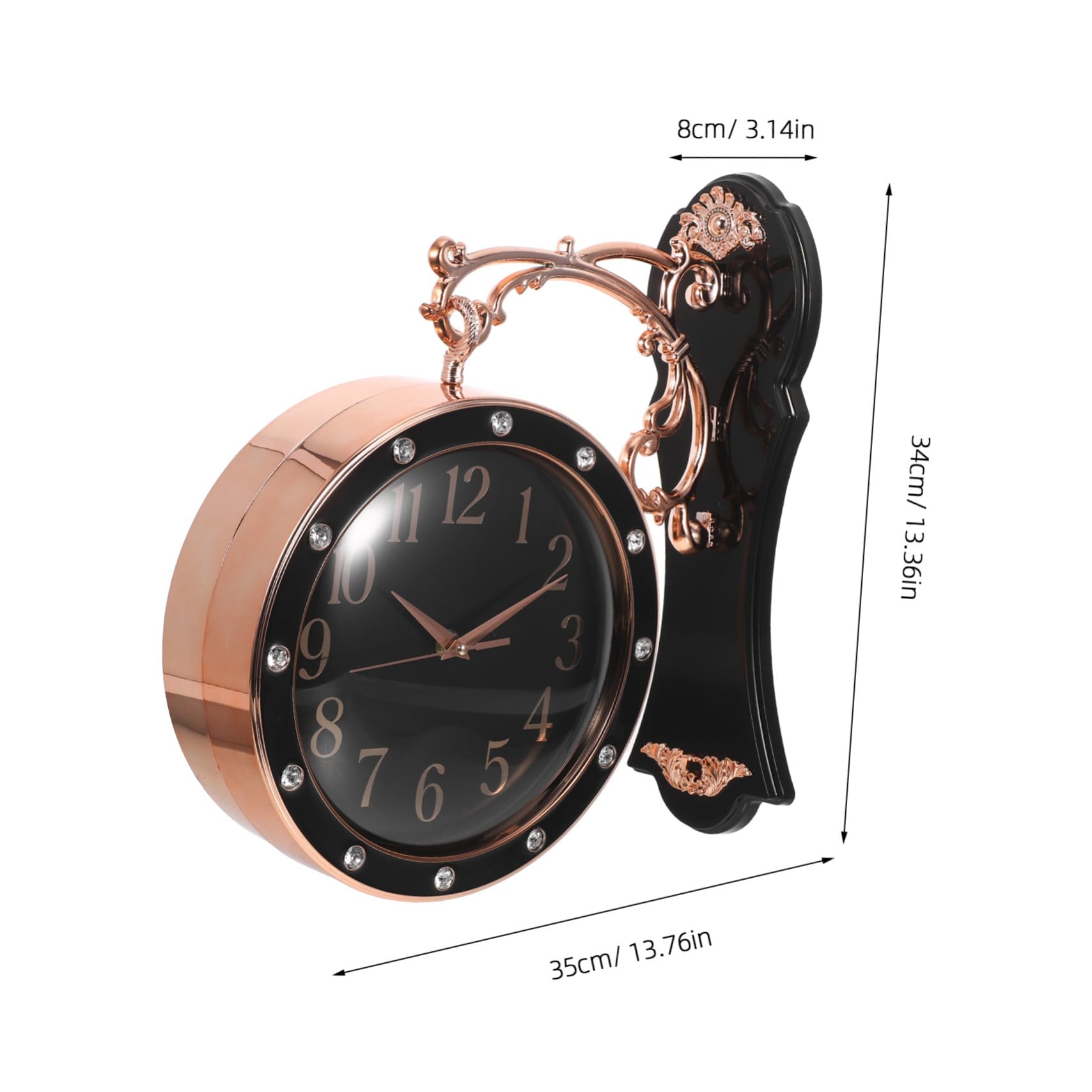 DOITOOL Reloj de Pared Grande Doble Cara Silencioso Estilo Europeo para Interior y Exterior Decoración para Salón Oficina y Porche Negro