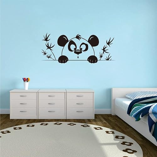Miniatura 6 de Calcomanías de pared de panda y bambú, calcomanías de PVC extraíbles de 9 x 22 pulgadas para guardería, habitación de niños o sala de juegos, lindo