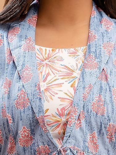 Image of feranoid Women's Cotton Floral Printed Short Kurti Tunic Top