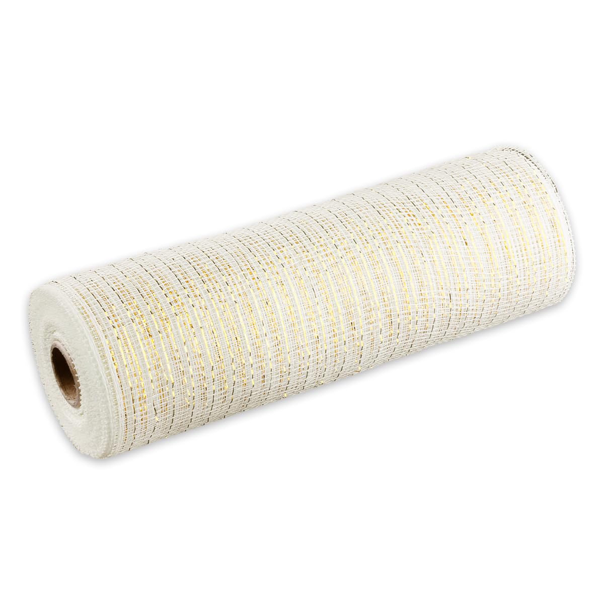 Lotsdonxia Christmas Tree Ribbon - Gold Wired Metallic Deco Mesh for Wreath Crafts, Gift Wrapping, Festive Decorations and DIY Holiday Projects (White)
