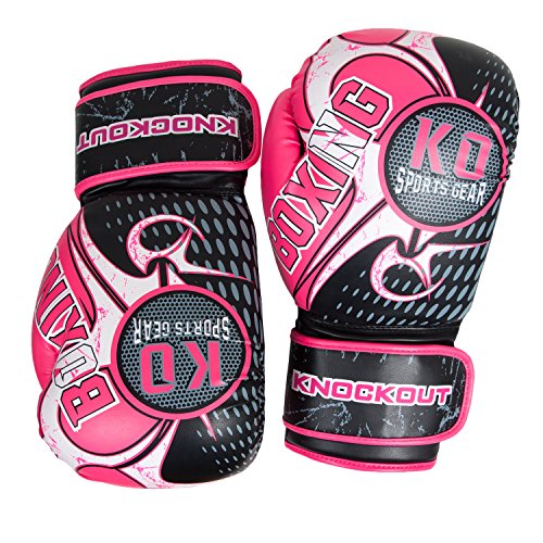 Gants de boxe rose KO Sports Gear 170g avec protection des articulations