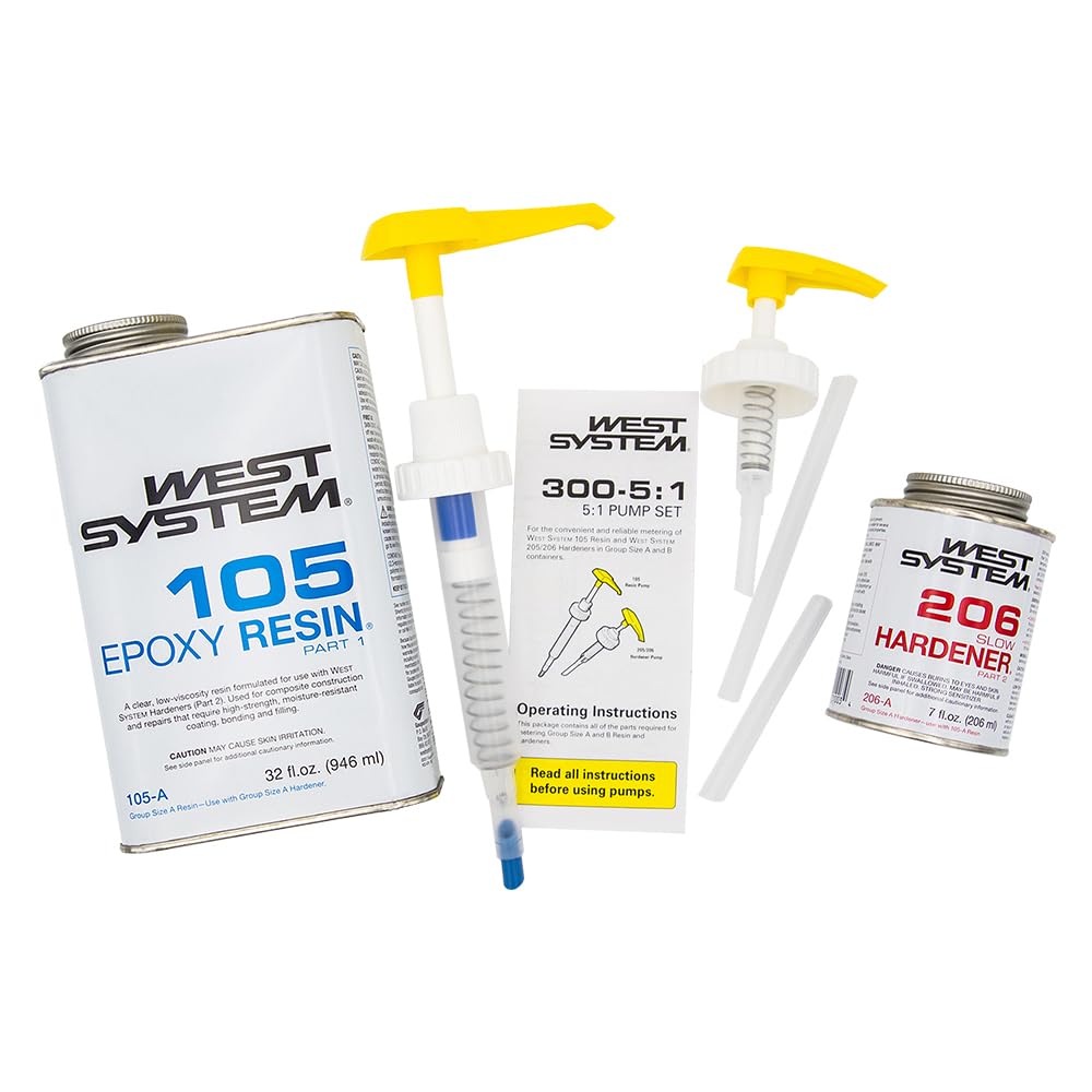 Sponsored Ad - West System 105A Epoxy Resin (32 fl oz) Bundle with 206A Slow Epoxy Hardener (7 fl oz). Also Includes one Resin and one Hardener Pump.