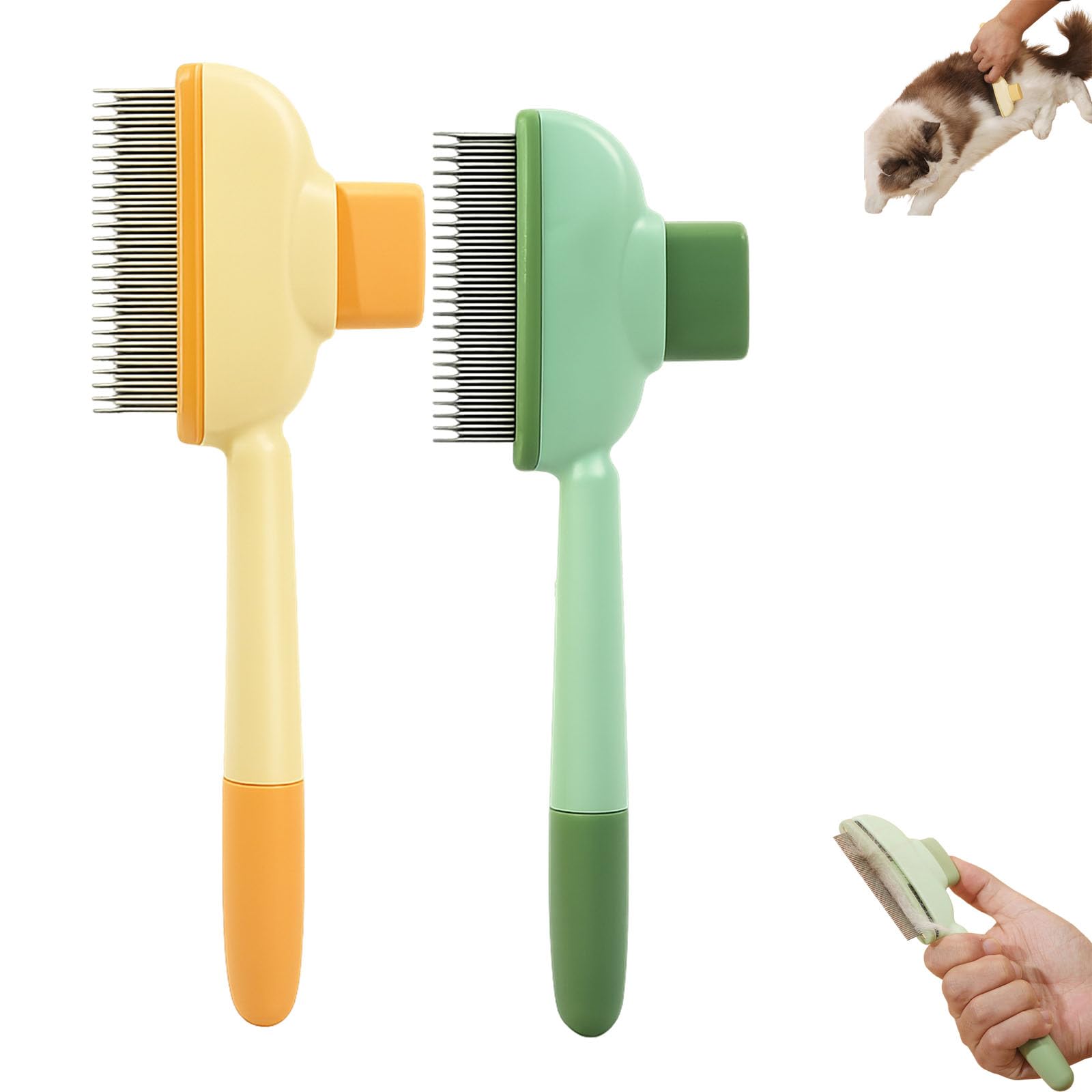 Nuvopet Brosse Fureverbond Cat Brush, Pet Grooming Comb for Cats and Dogs, Gentle Deshedding Tool with Dual-Length Teeth, Easy Clean Hair Remover for Short, Long and Thick Coats (Style A+ B)
