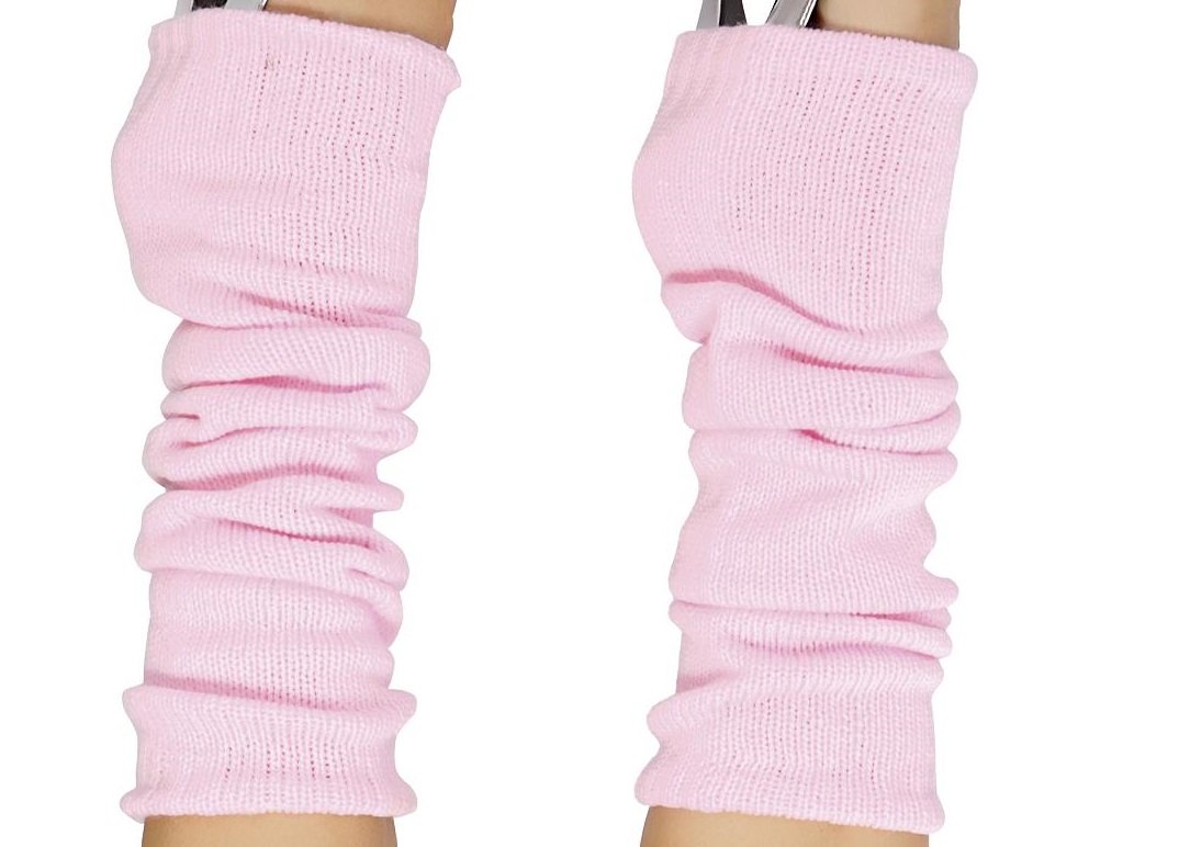 Luxurious Ladies 80's Dance Plain Ribbed Leg Warmers, Neon Leg warmers 15 Colours (Baby Pink)