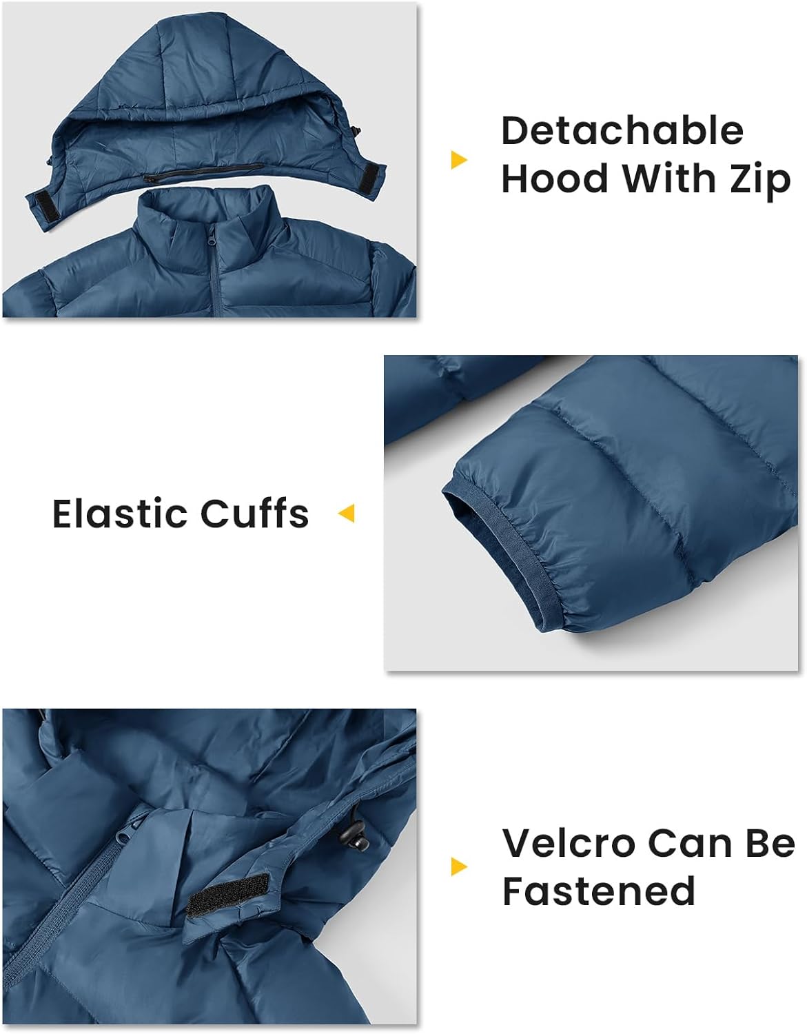 TBMPOY Men's Lightweight Puffer Jackets Detachable Hood Water-Resistant Casual Winter Coat Hooded Insulated for Travel Ski - Image 6