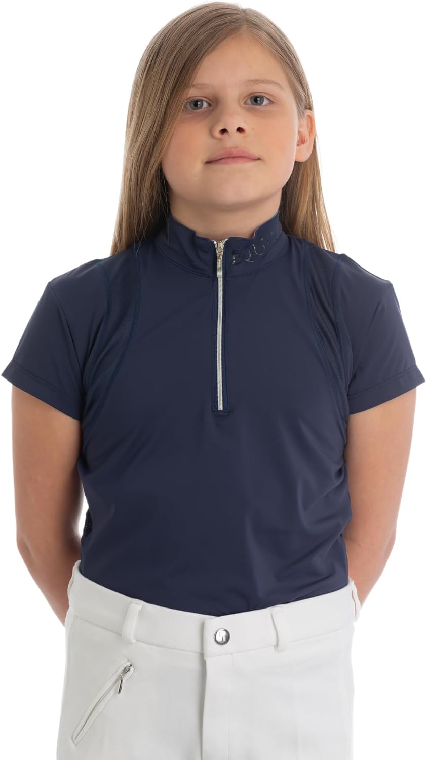Equinavia Alma Girls Equestrian Short Sleeve Sun Shirt | Kids Riding Shirt with UPF 50 UV Protection and Breathable Mesh