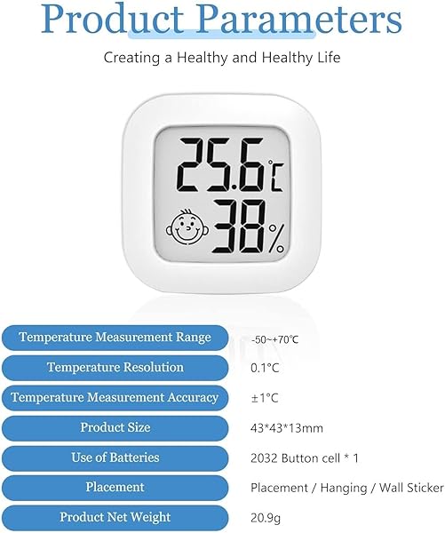 3PCS Hygromètre Numérique Thermomètre Intérieur Thermometre Frigo Digital, Petit Moniteur Mini Numérique à Haute Précision Capteur Humidité Température Station Meteo Interieur Exterieur Maison/Cave - 2