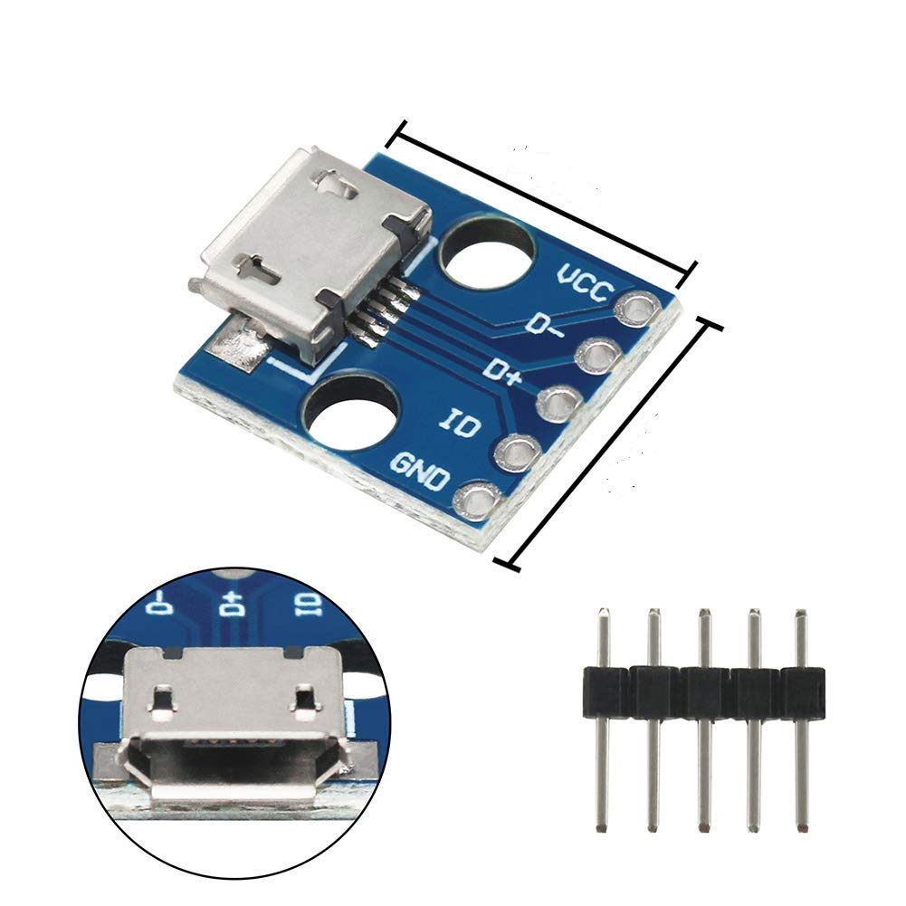 e-infinity 2/4/6pcs Micro USB to DIP 5-Pin Pinboard 2.54mm Power Adapter  Board 5V Breakout Converter Module for DIY USB Power Supply Breadboard (2)  : Amazon.in: Computers & Accessories