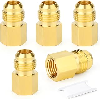 GASHER 5PCS Brass Tube Fitting,Reducer Propane Gas Pipe Adapter, 3/8 Inch NPT Flare x 1/4 Inch Female Pipe
