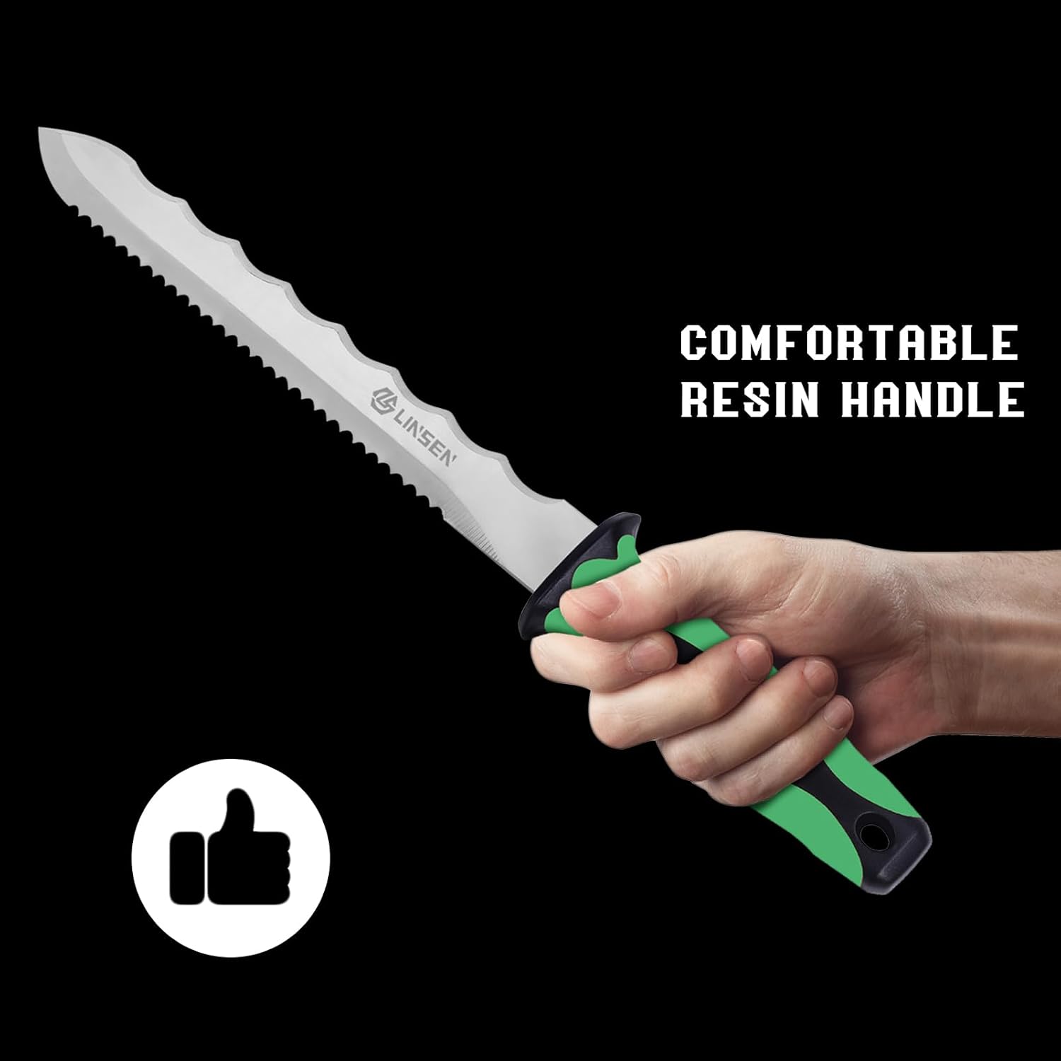 Stainless Steel Garden Knife with 11" Blade with New Handle, Double Side Utility Sod Cutter Lawn Repair Garden Knife with Nylon Sheath (GREEN)