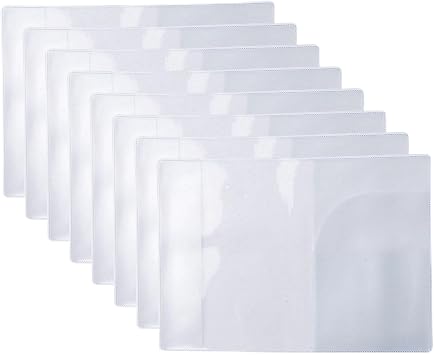 Pack of 8 | UK Passport Covers Transparent, Waterproof PVC Passport Holders, Anti-Scratch Frosted Protective Cases with Card Slots for Travel, Family Passport Organizer