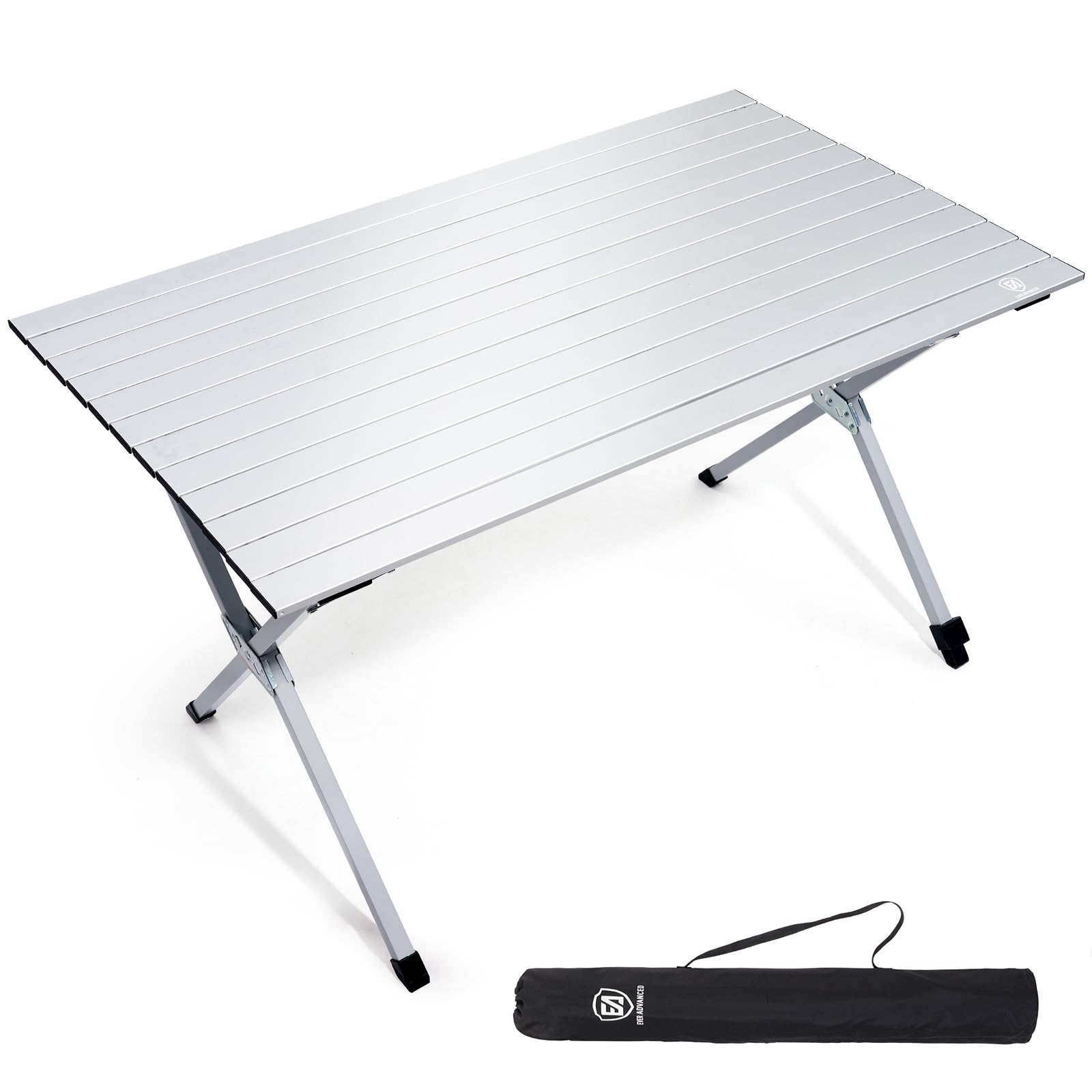 EVER ADVANCED Campingtisch Klappbar Aluminium 120X70CM Klapptisch 100KG Belastbar Aufrollbarer Tischplatte für 4-6 Personen, Falttisch mit Tragetasche für Camping Picknick Garten Balkon