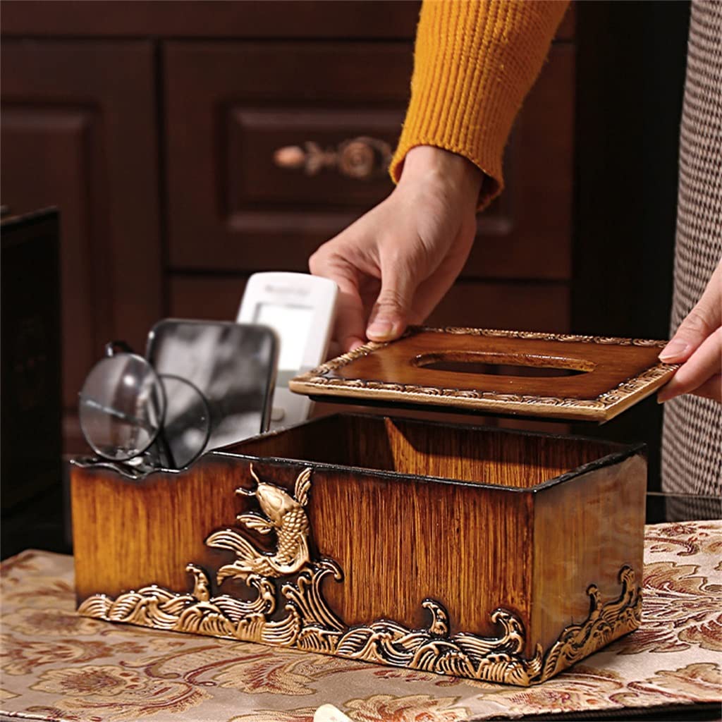 Caja de pañuelos Rectangular de Madera de bambú con Tapa - Dispensador/Soporte de pañuelos ecológico - Organizador Decorativo para baño, Oficina y Escritorio