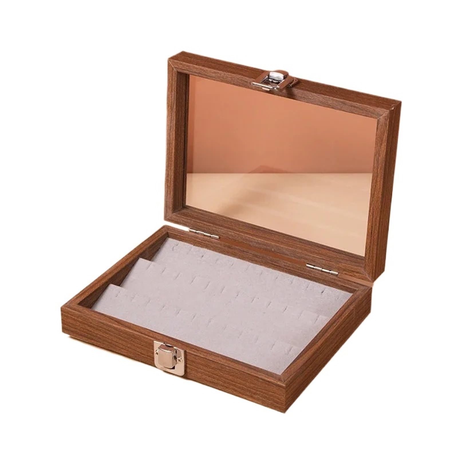 NIUSABOU Wood Jewellery Organiser, Lidded Black Walnut Wood Grain Storage Box for Bracele Earr Necklace Accessories(Color3)