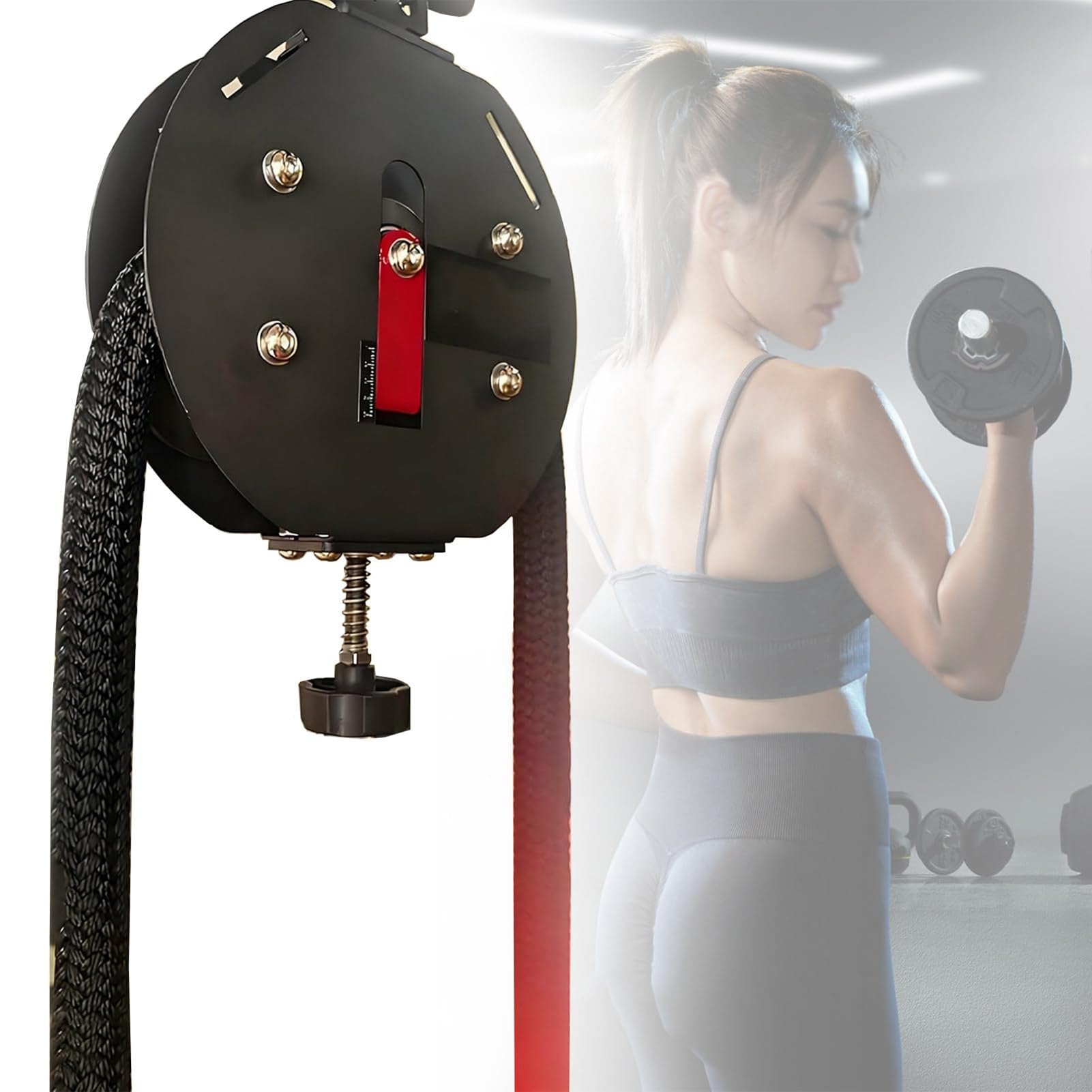 Sistema de polea de cable portátil ideal para crear un gimnasio en casa y entrenar la fuerza