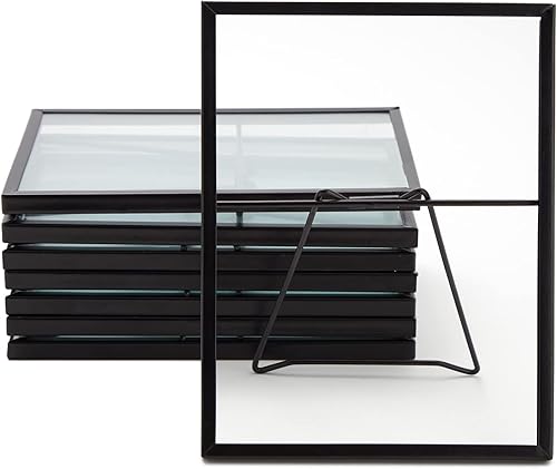 Miniatura 9 de Juvale Marcos de fotos de vidrio flotante para boda, paquete de 8, negro, 6.9 x 8.9 pulgadas, para fotos de 5 x 7 pulgadas, marcos de fotos