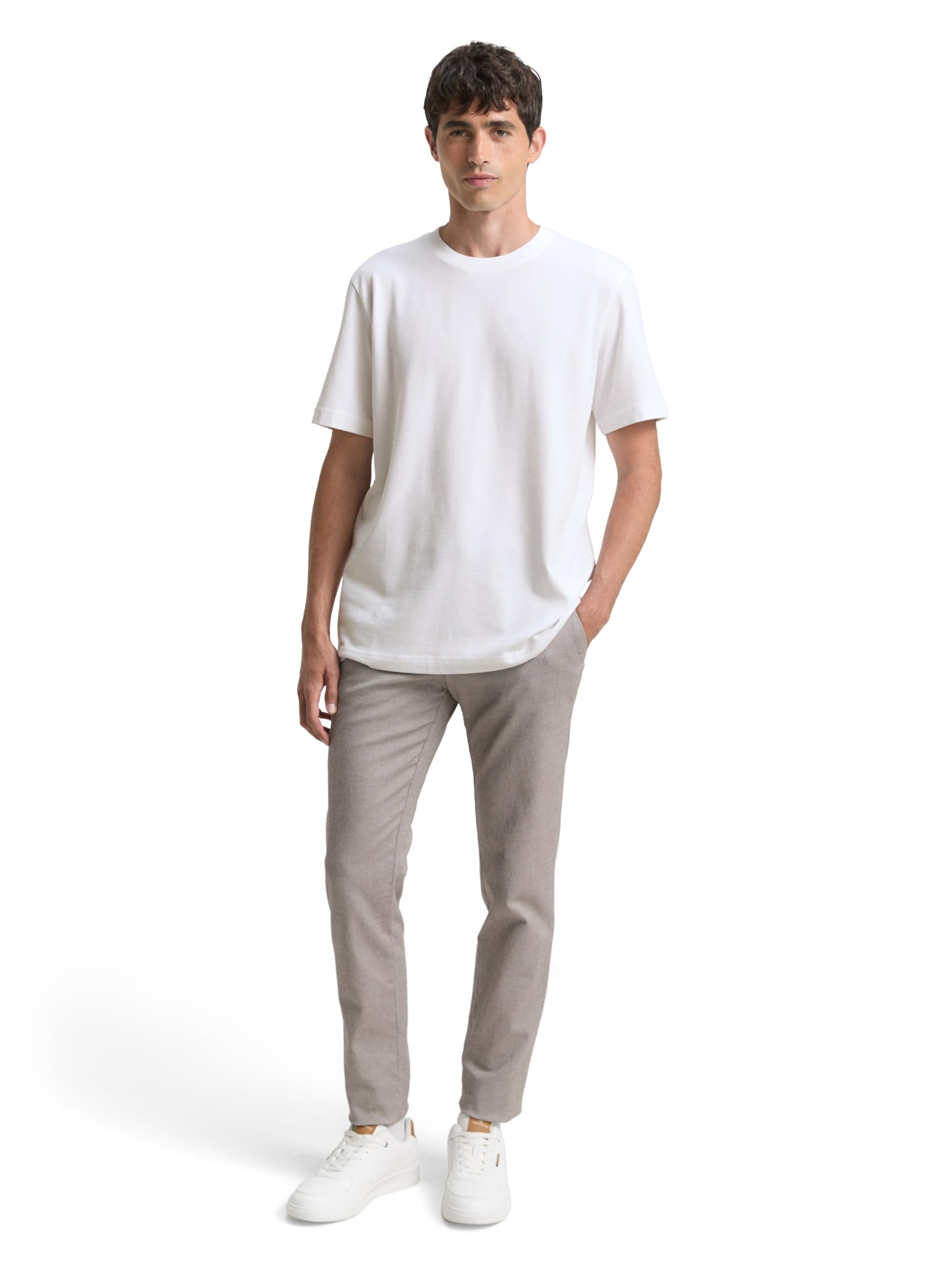 TOM TAILOR Herren Klassisches T-Shirt mit Piqué-Struktur, White, M – Ansicht 2