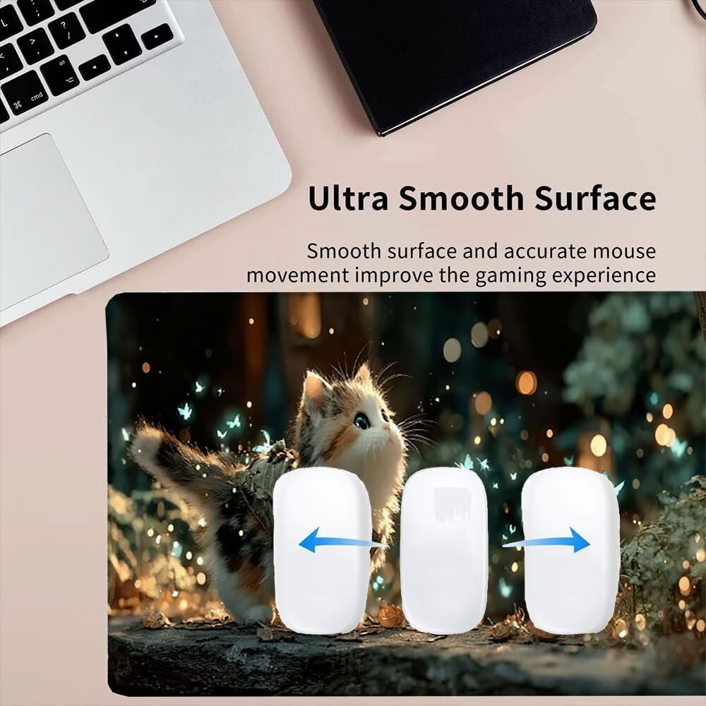 Duża podkładka pod mysz do gier XXL 1800 x 900 x 3 mm z zszytymi krawędziami, trwała antypoślizgowa podstawa z naturalnej gumy, zmywalna podkładka na klawiaturę, gry, dom biuro, kocie motyle xR6-498