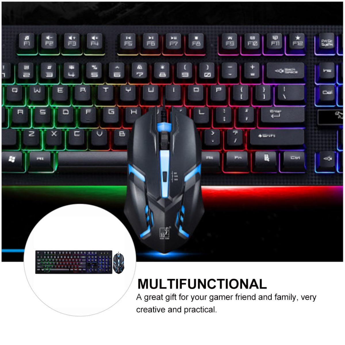 Sewroro Clavier de Jeu Mécanique Filaire USB Souris, 104 Touches Résistantes à l'usure, Design Anti-Conflit, Ensemble pour Gamer à Domicile ou Café