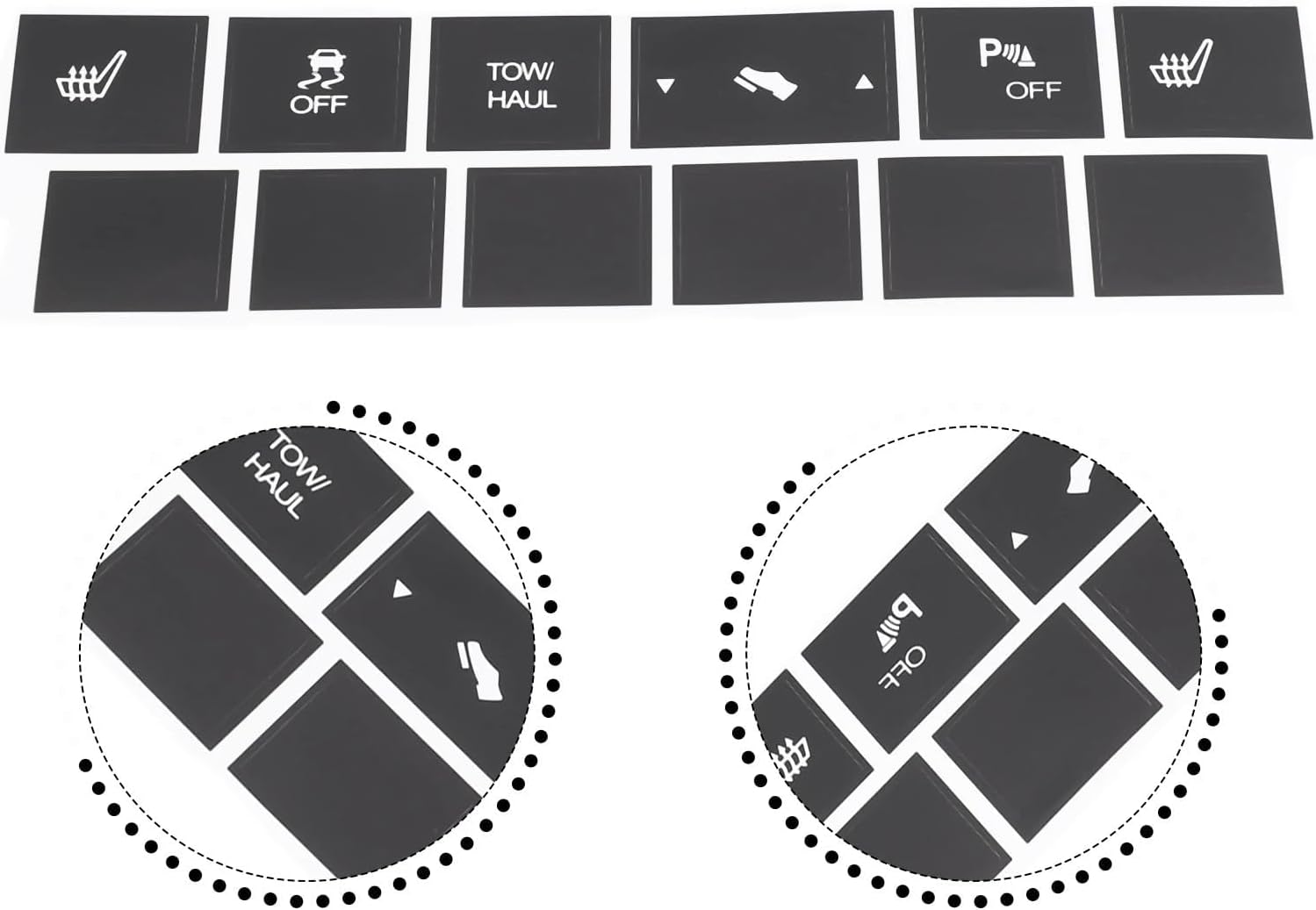 Car Air Conditioning Dash Button Sticker for Jeep Commander 2005-2007 2008 2009,Radio Dash Buttons Decal Replacement Stickers Auto Interior Accessories