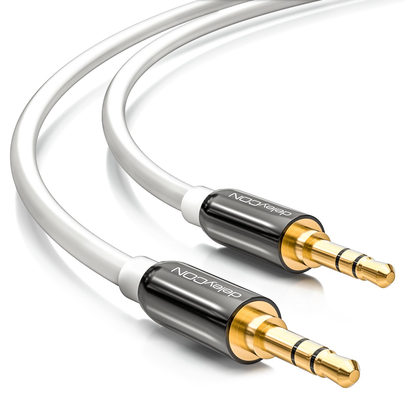 DeleyCON Cavo Audio Stereo Jack 3,5mm – 2 Metri, Connettori Metallici Placcati Oro, Extra Sottile E Flessibile, Per Smartphone, Tablet, Hi-fi E Auto
