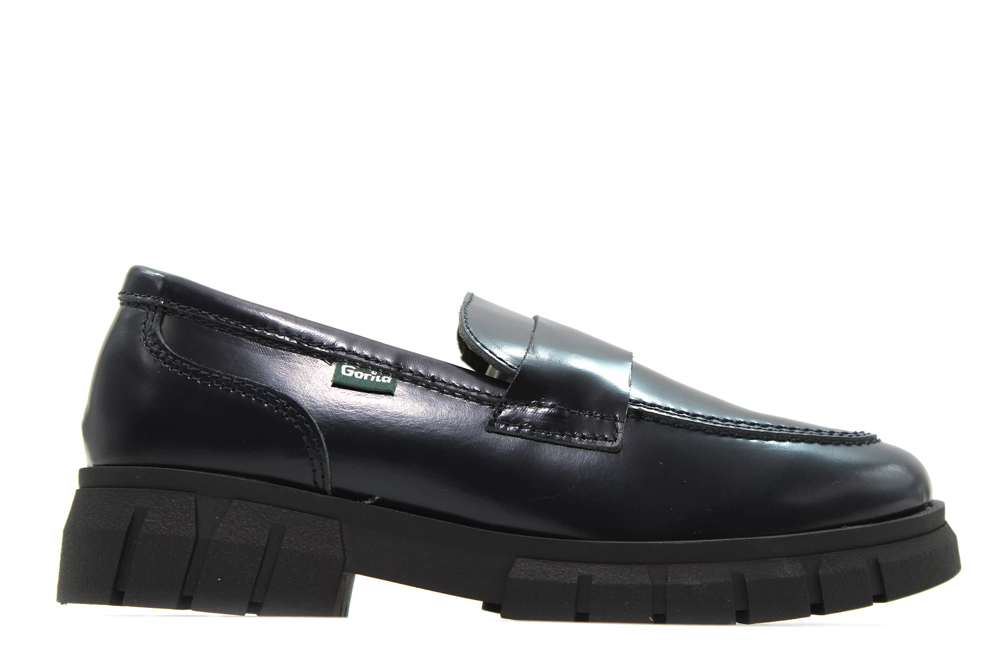 Gorila Shield Gorila - Zapato mocasín colegial de Piel, sin Cordones, Suela de Goma, para: Niña