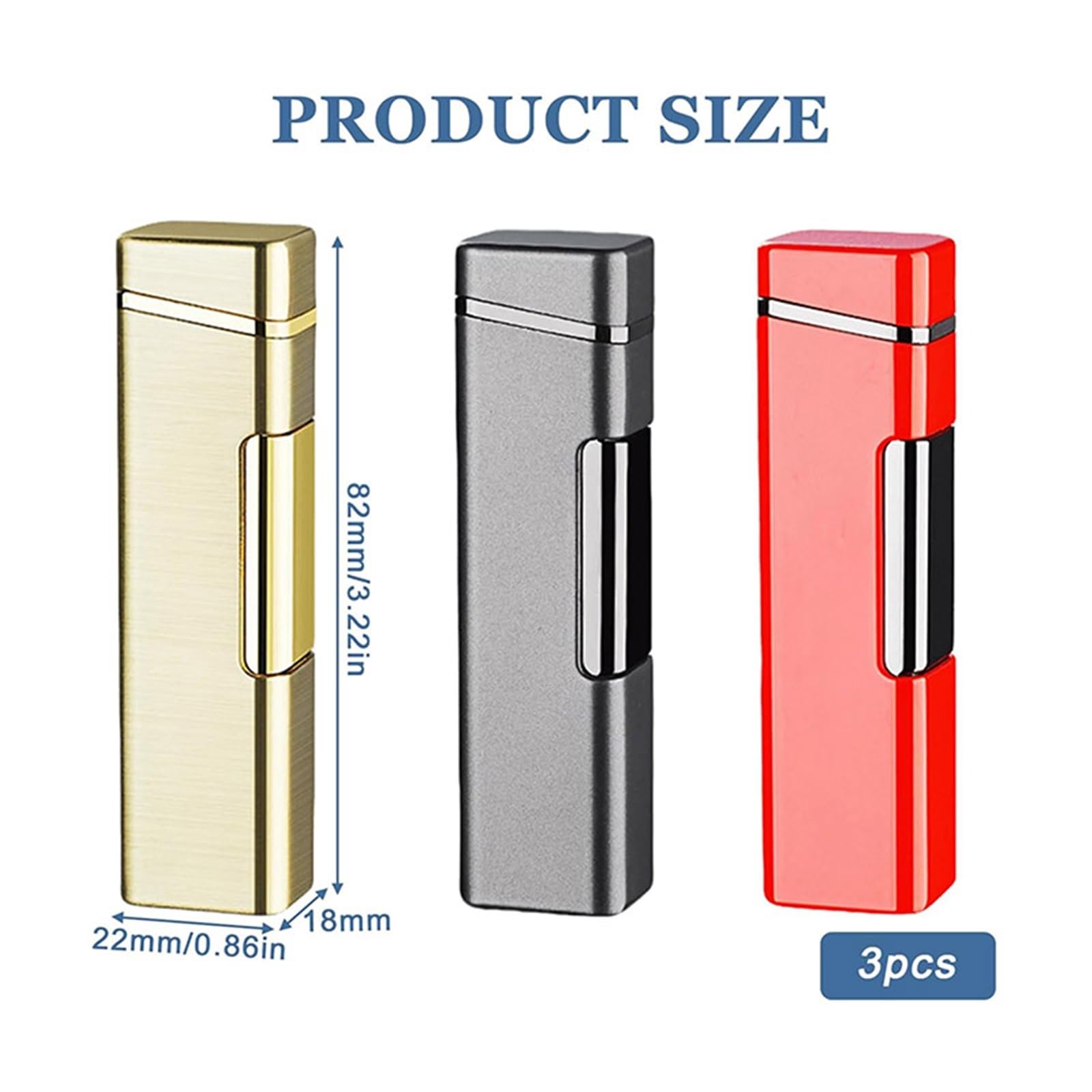 Lot de 3 briquets rechargeables au gaz butane coupe-vent avec flamme réglable, idéal pour la cuisine, le camping, cadeaux pour hommes (gaz non inclus)
