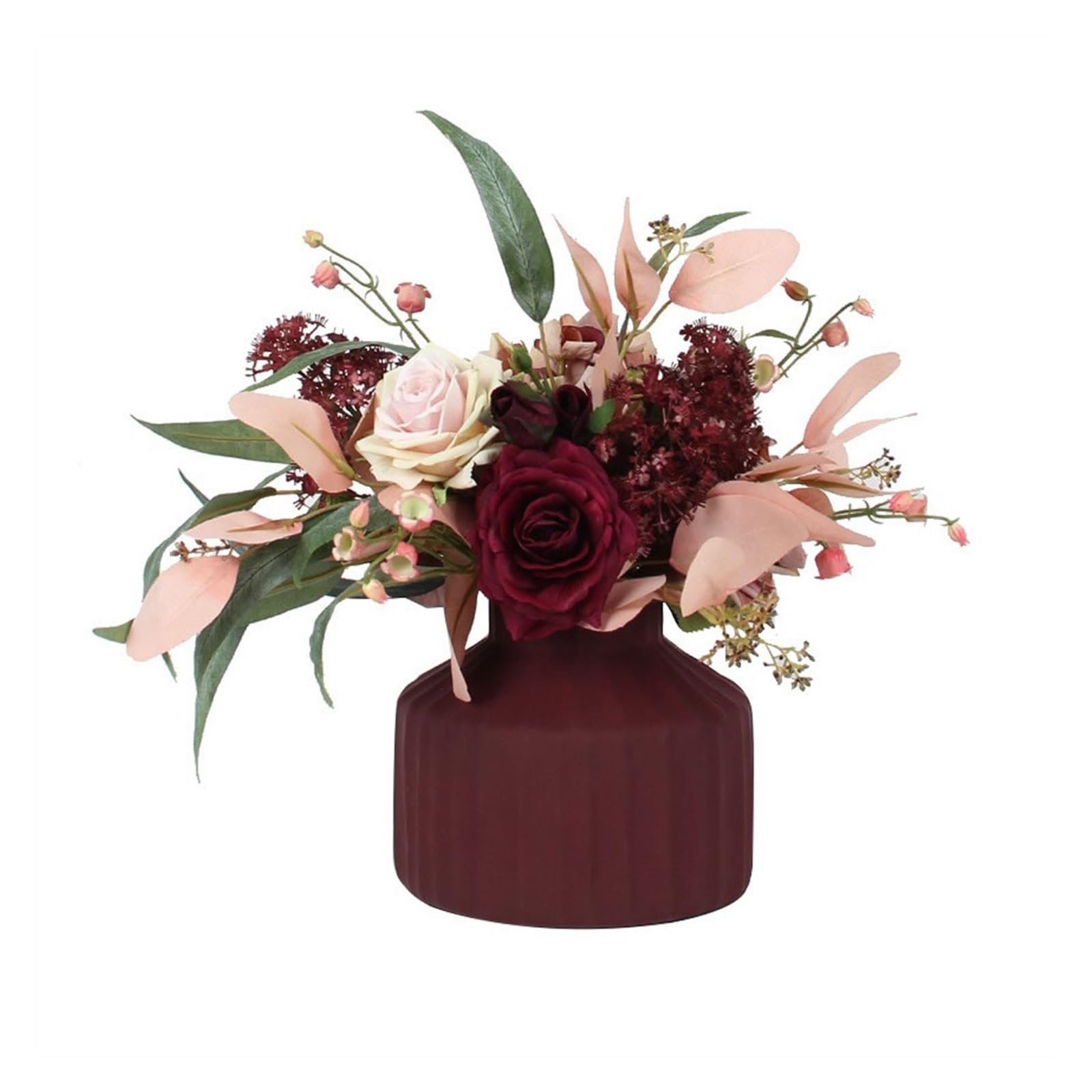 Bx9rE7tK3g Faux Flowers with Vase Simulation Flower Set Pink Floral Arrangement Living Room Table Centerpiece Fake Flowers Decorative Bouquet Artificial Flowers