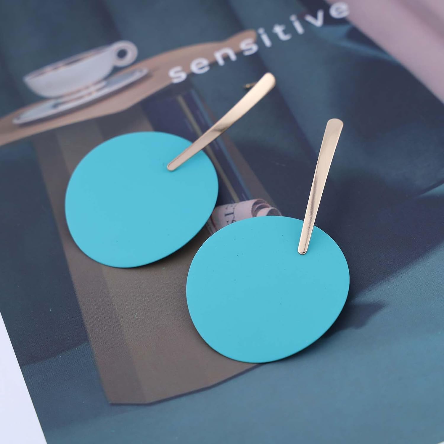 Vintage Long Disc Dangle Earrings Disc Coin Earrings Yellow Coin Drop Earrings Exaggerated Disc Earrings Jewelry - Image 4