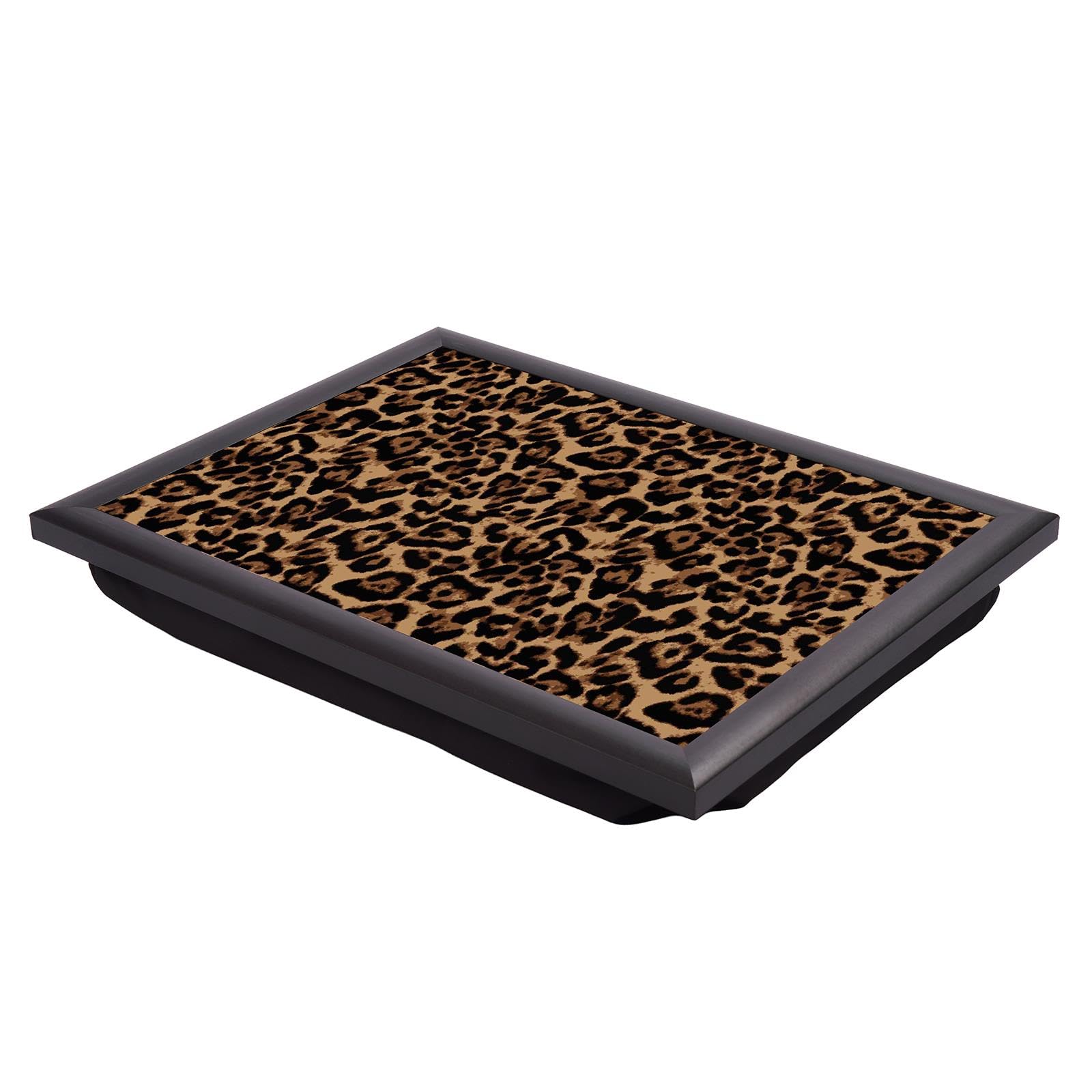 OHS Leopard Print Lap Trays with Bean Bag Cushion Large Padded Lap Tray
