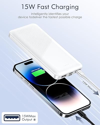 Miniatura 2 de Feeke Cargador portátil - Banco de energía - 15000mAh Dual USB Power Bank Salida 5V3.1A Cargador portátil de carga rápida compatible con teléfonos