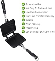 Vista 5 de Flat Bottom Nonstick Pan,Double Sided Frying Pan,Non Stick Coating Aluminum Alloy Waffle Maker Pot,with Dual Handles,for Sandwich Breakfast Panini