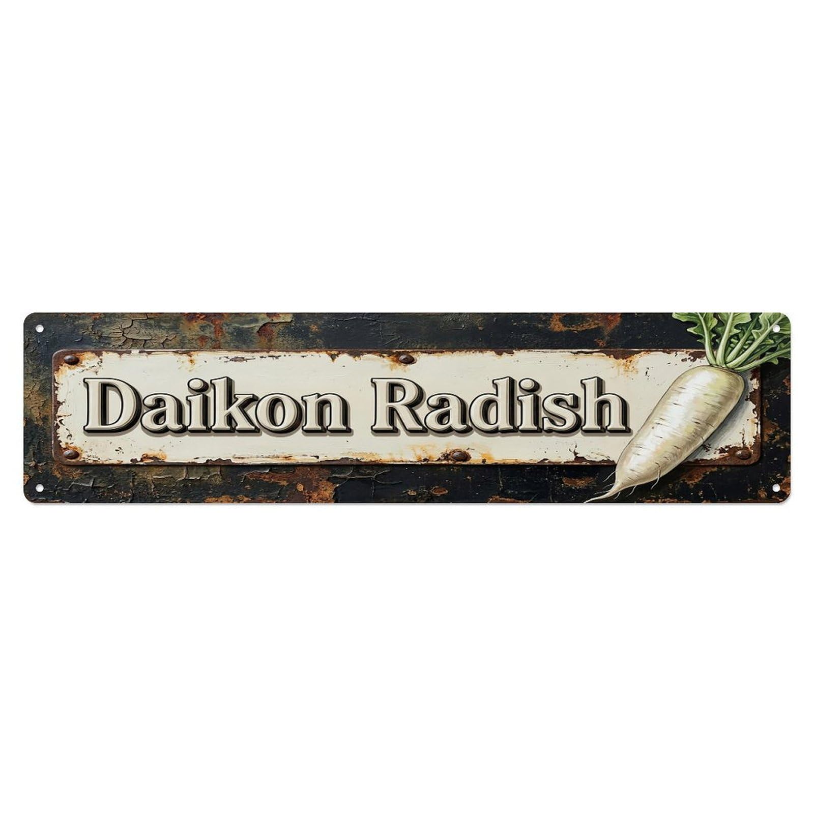 Vintage Daikon Radish White Farmhouse Metal Tin Sign