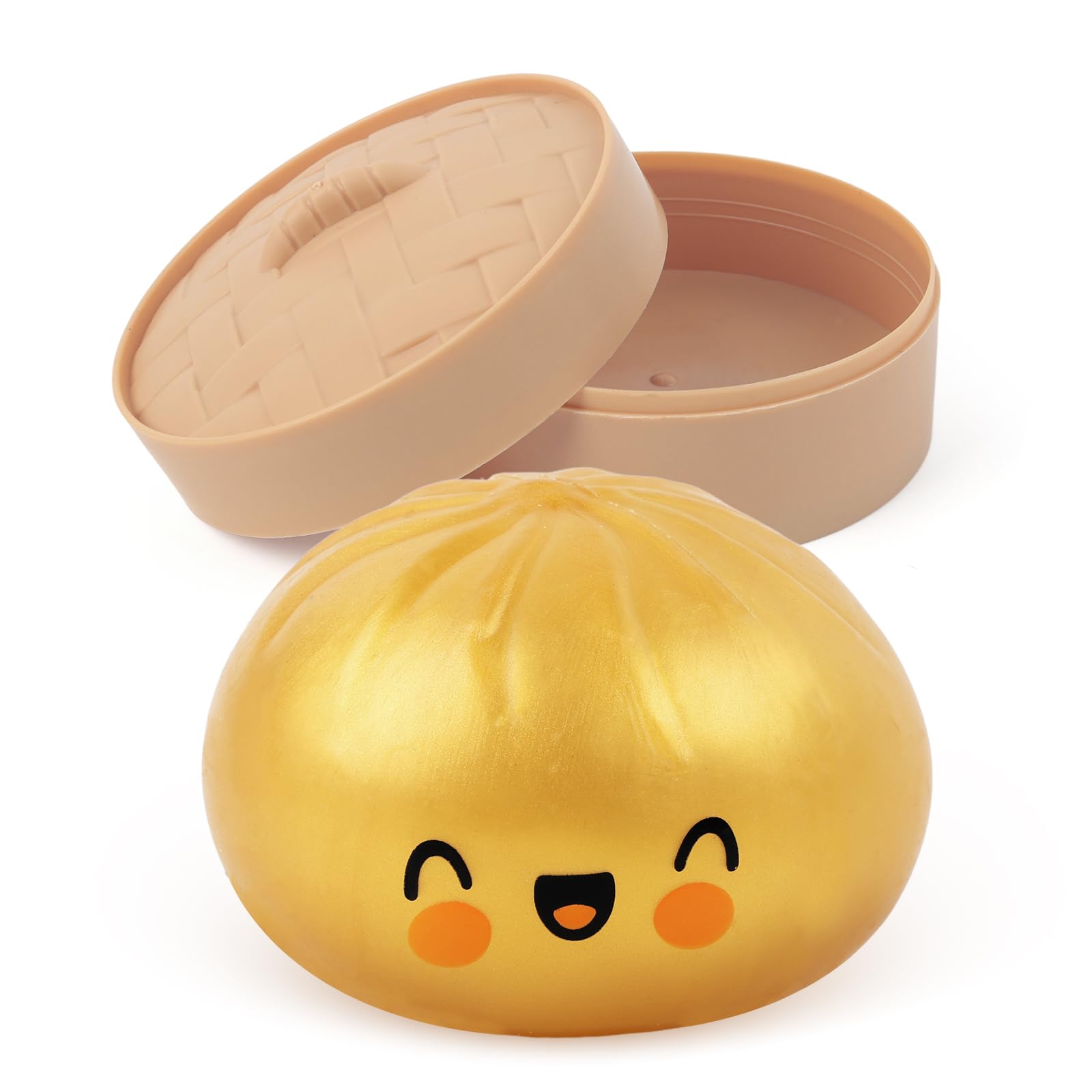 Glitter Dumpling Squishy with Steamer, Squishy Dumplings Sensory Fidget Toy, Squeeze Toys for Relaxation