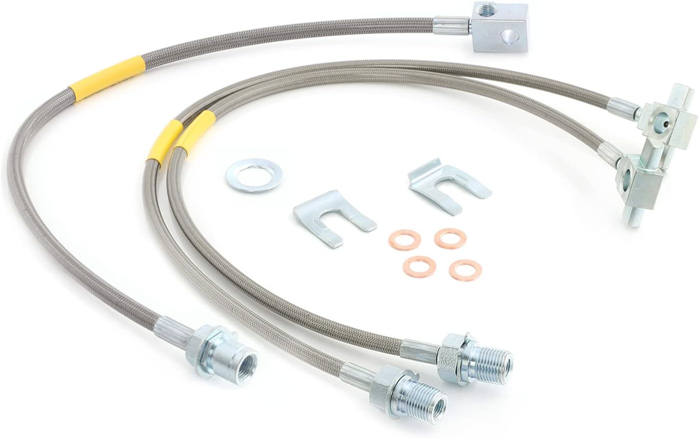 Front and Rear Extended Stainless Steel Brake Lines Compatible With 1971-1991 Chevy C/K 10 15 20 K5 Blazer 4-6" Lift