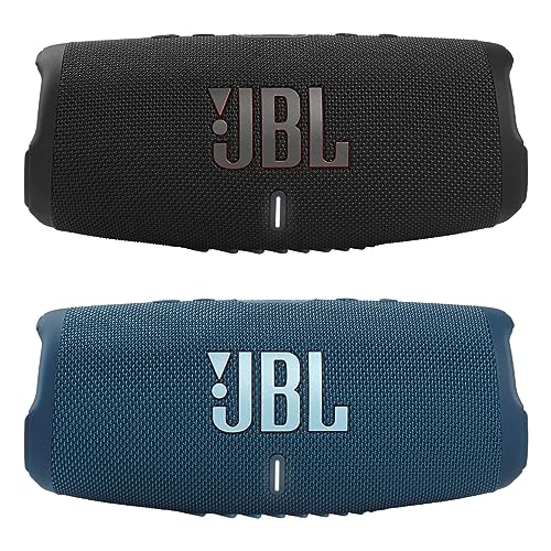 JBL Charge 5 - Waterproof Portable Bluetooth Speaker - Black/Blue (Pair)