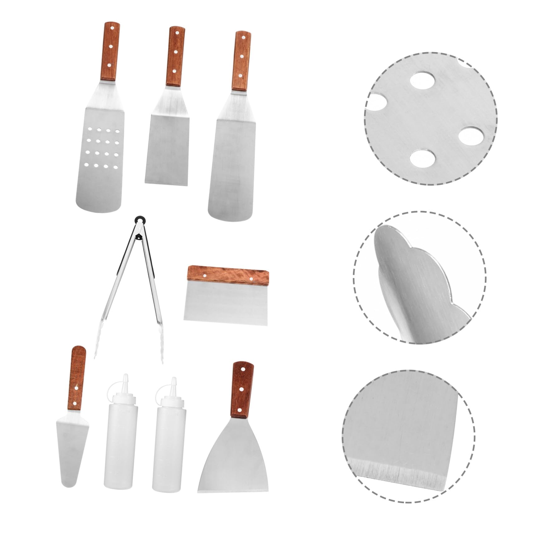SHINEOFI Edelstahl-grillwerkzeug-Set mit Holzgriffen Grillbesteck für Outdoor-Grillen und Kochen zu Hause Inklusive Grillschaufeln und Zubehör