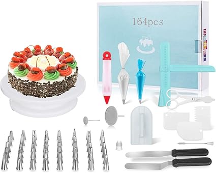 Anyingkai 164pcs Kit De Patisseri Kit De Patisserie Plateau Tournant De Gateau Poche A Douille Jetable Patisserie Poche A Douilles Douilles Poche Kit De Patisserie Kit De Decoration De Gateaux Amazon Fr Cuisine Et Maison