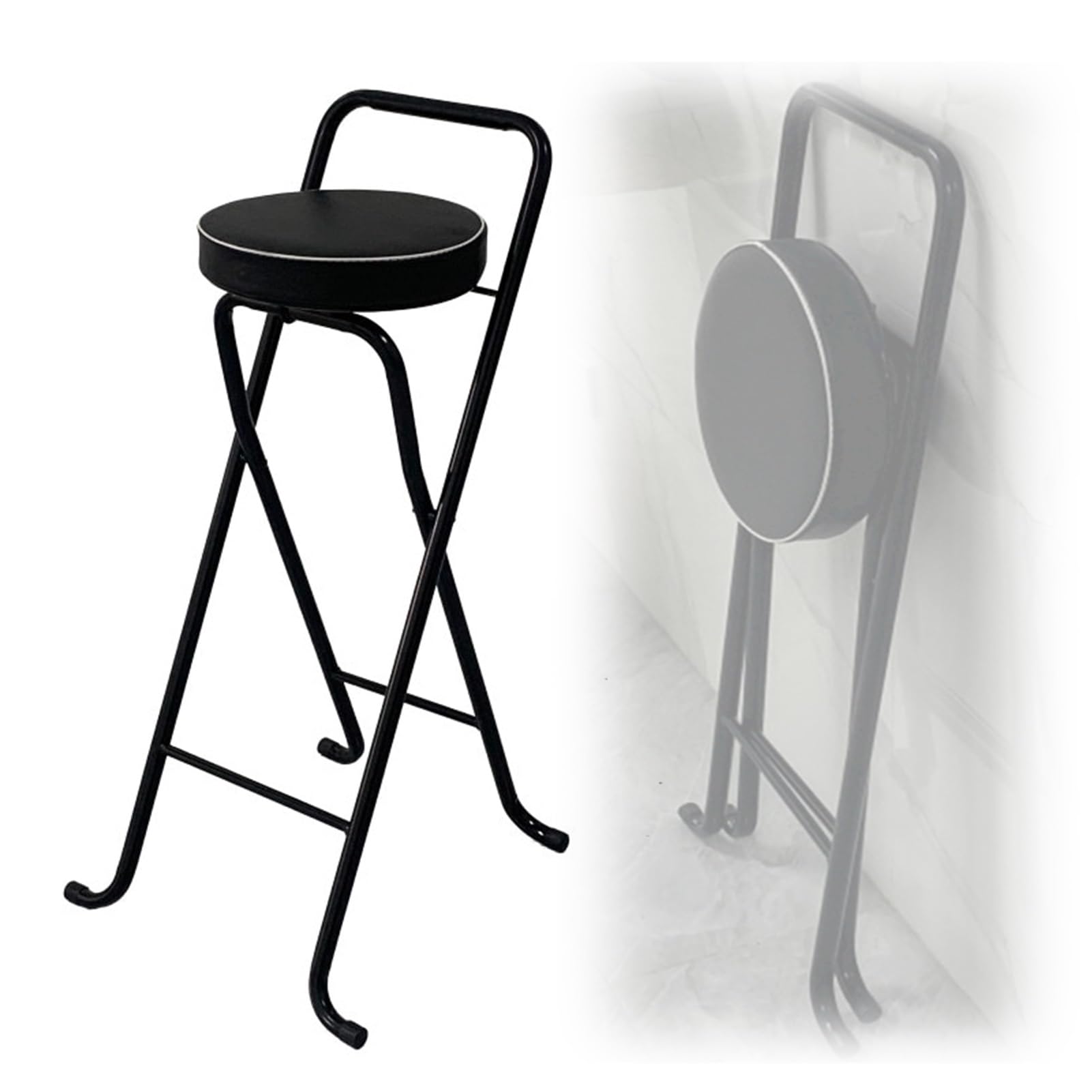 Tabouret de bar pliable en acier avec assise rembourrée pour cuisine