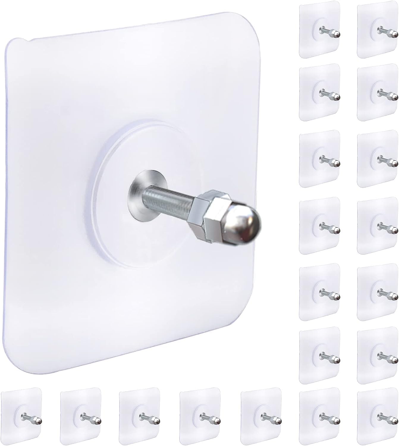 ANH MART PVC Adhesive Nails Wall Hooks Heavy Duty Strong Nail Transparent Screw Holder Self Slices for Bathroom Kitchen Wall Hanging Ceiling Waterproof Rustproof (Pack 20)