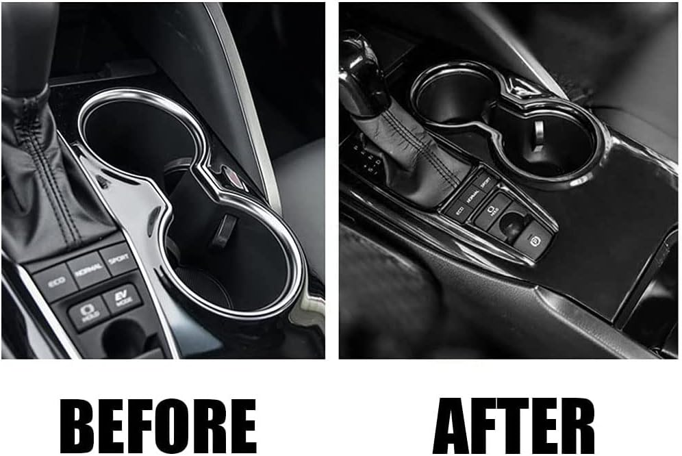 XITER 1Pcs Lacquer Black ABS Gear Shift Knob Console Panel Trims Cover Cup Holder Decor Sticker for Toyota Camry LE SE TRD SE 2018 2019 2020 2021 2022 2023 2024-Without Seat Heater Switch