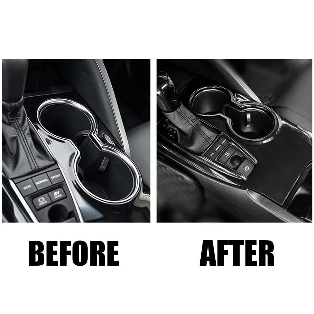 XITER 1Pcs Lacquer Black ABS Gear Shift Knob Console Panel Trims Cover Cup Holder Decor Sticker for Toyota Camry LE SE TRD SE 2018 2019 2020 2021 2022 2023 2024-Without Seat Heater Switch