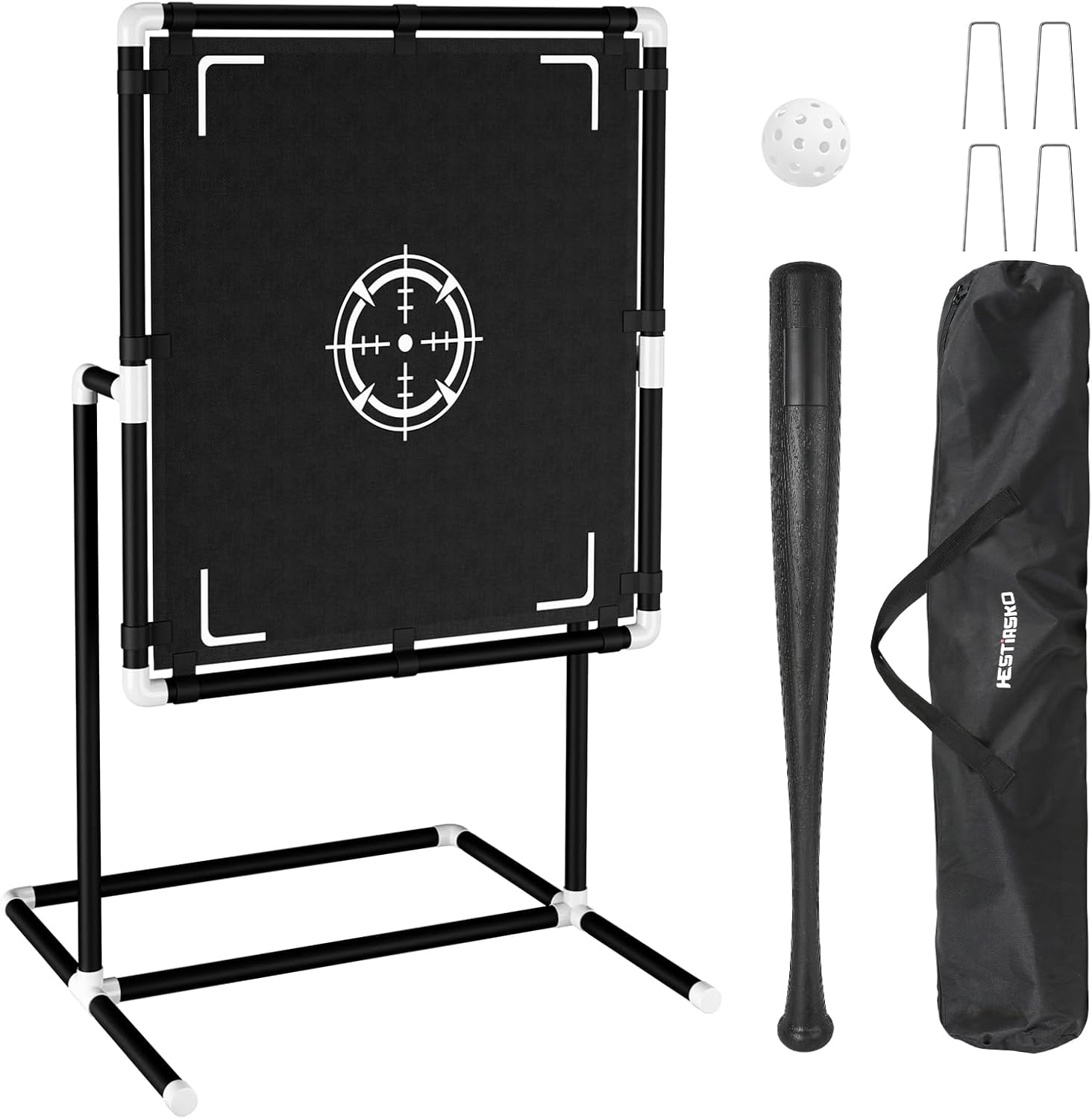 Hestiasko Baseball Strike Zone, Thick PVC Pipe Blitzball Strike Zone with Bat and