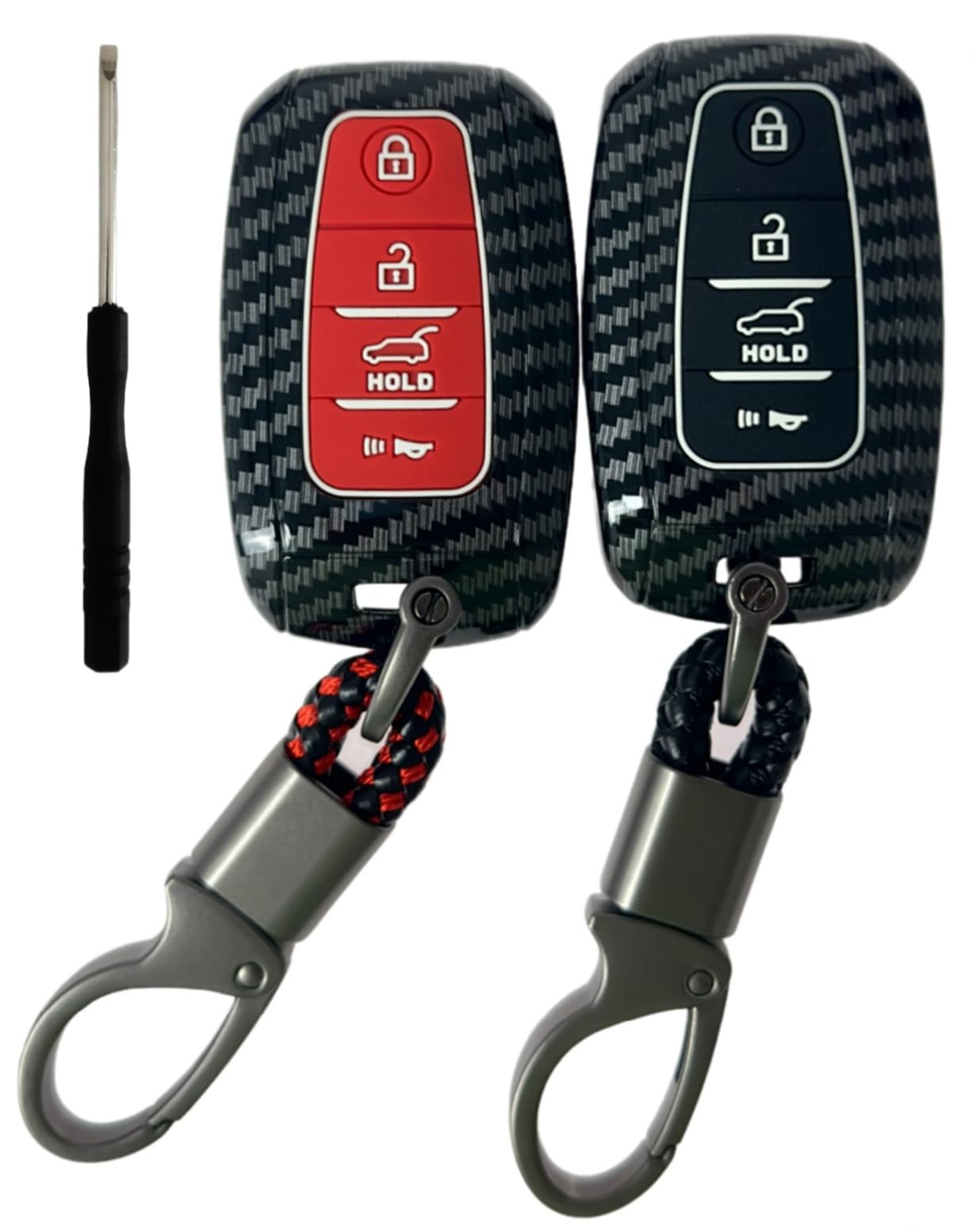 ABS Plastic Silicone Rubber Key Fob Cover Compatible with (4 Buttons) 2013-2018 Kia Forte Forte Koup NIRO Optima Rio Sorento Soul Sportage (2pcs Black+Key Chain)