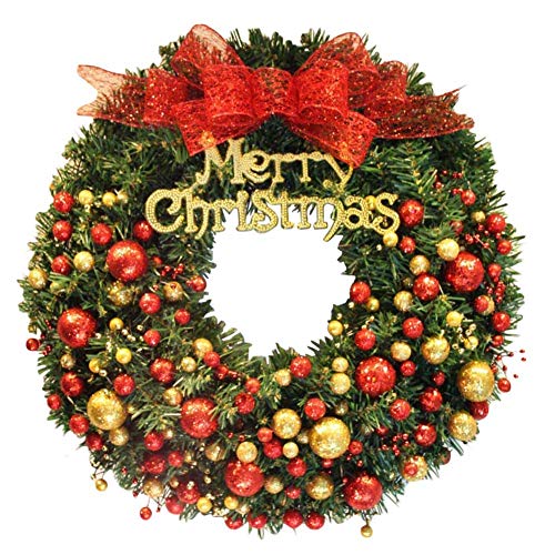 fanituhan クリスマスリース 玄関ドア用 40cm ナチュラル 北欧風 輪 果実物語 ハイセンス ハイクオリティ おしゃれ 素敵 クリスマス リース リアル 手作り リース ショーウィンドーディスプレー ショーウィンドウデコレーション レストラン飾り お店飾り 店舗飾り ホテル 旅館 ビル ロビー 飾り 造花 ドアチャーム（レッド）