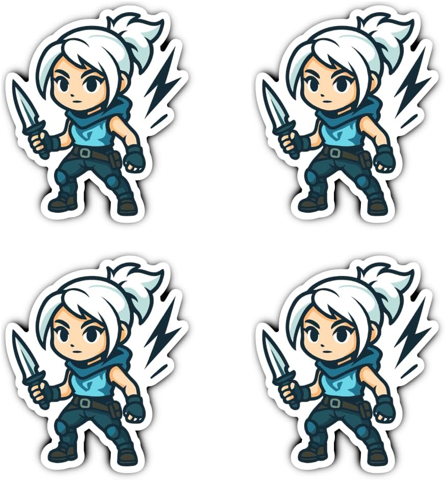 Sticker 150 mm Pack of 4 XXL Chibi Gamer Ninja Figure for Console, Door and Wall